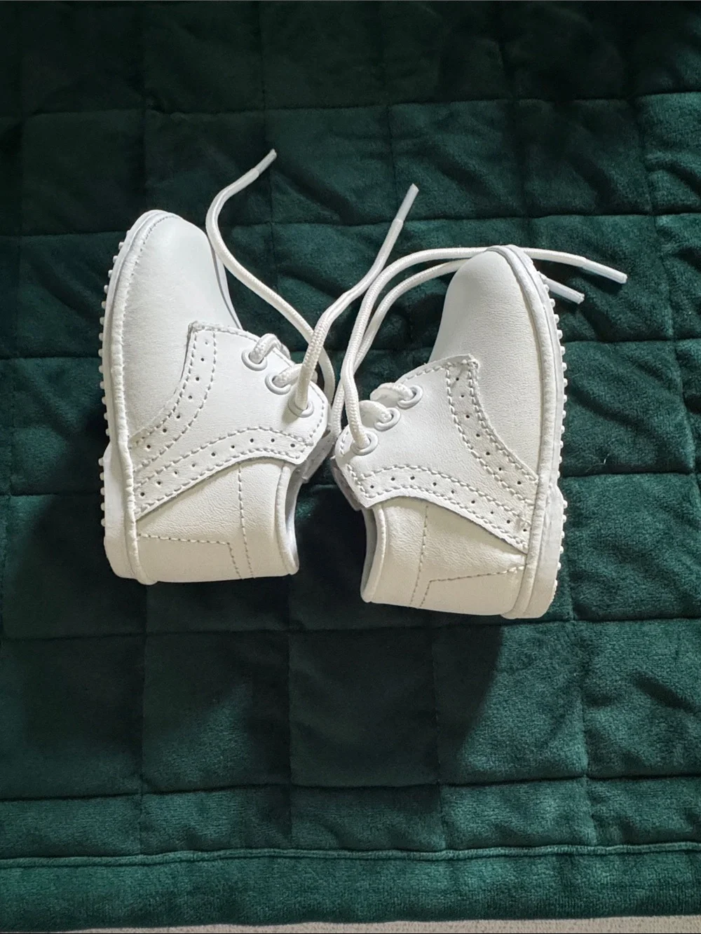Angel James Boys White Leather Lace Up Baby Shoe-Size Baby 1